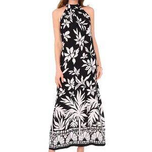 Vince Camuto Women's Tropical Print Halter-Neck Maxi Dress Size M